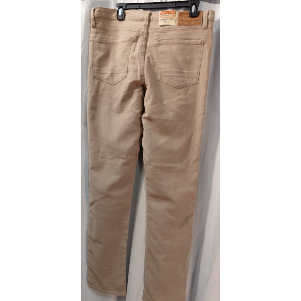 Devil Dog Jeans Mens 34 Tan Rugged Fit Twill Mid Rise Straight Leg 34x34 New